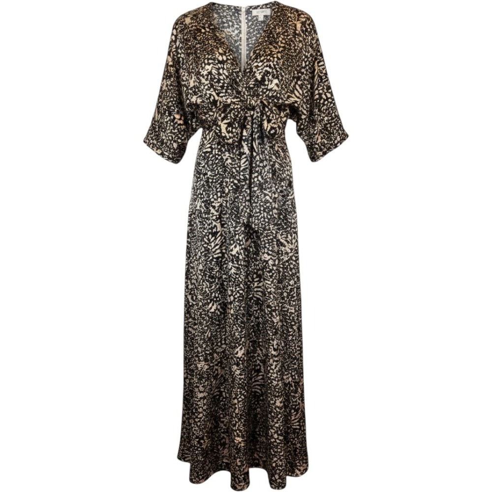 Baltic Born Black Tan Morlana Tie Front Maxi Dress Small New with Tags